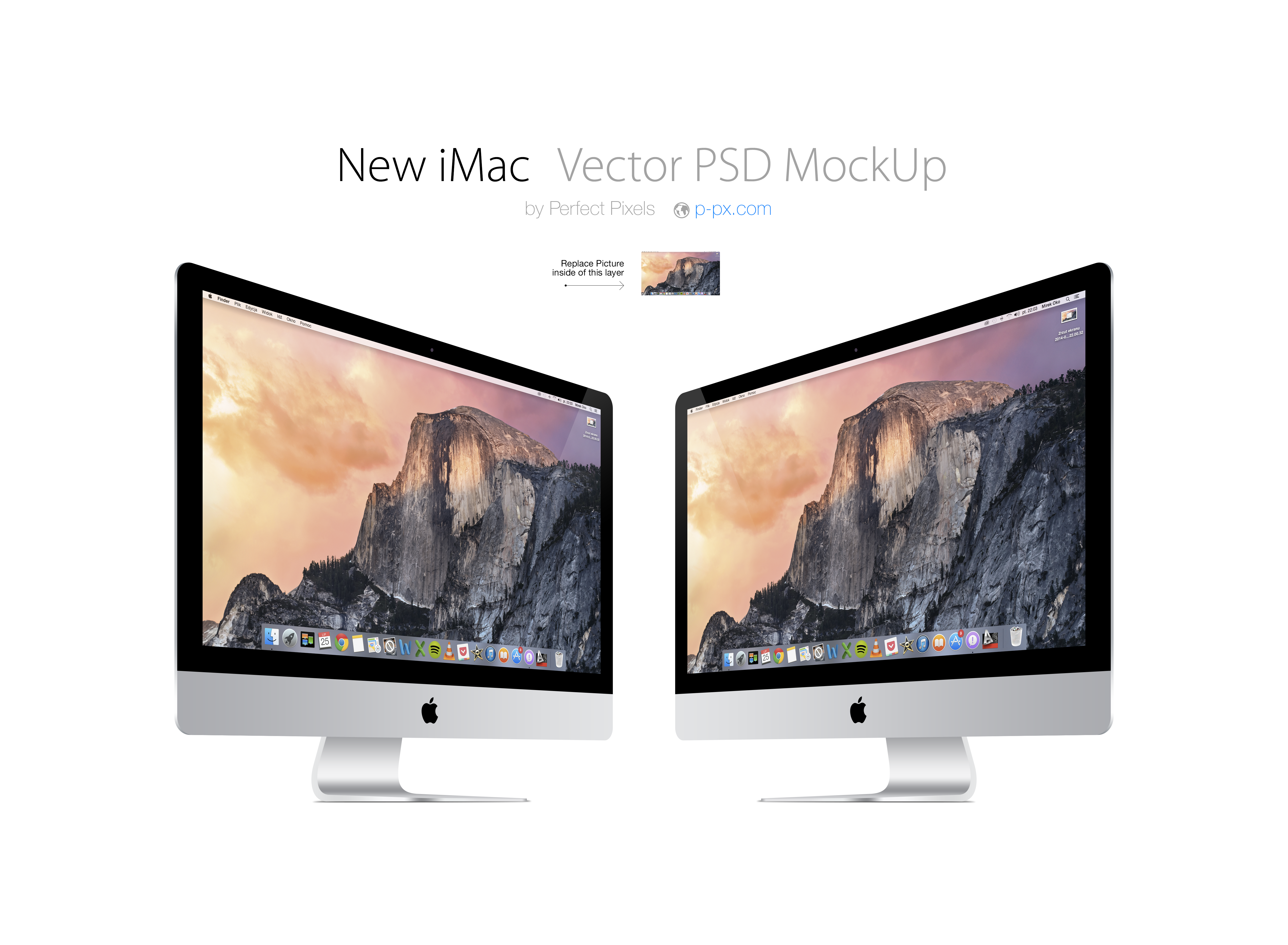 5258x3862 New Imac 34 Views Vector Psd Mockup. Perfect Pixels. Psd