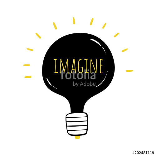 500x500 Vector Illustration In Scandinavian Style. Black Light Bulb With