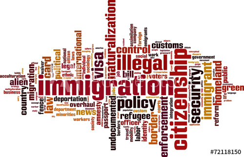 500x322 Immigration Word Cloud Concept. Vector Illustration