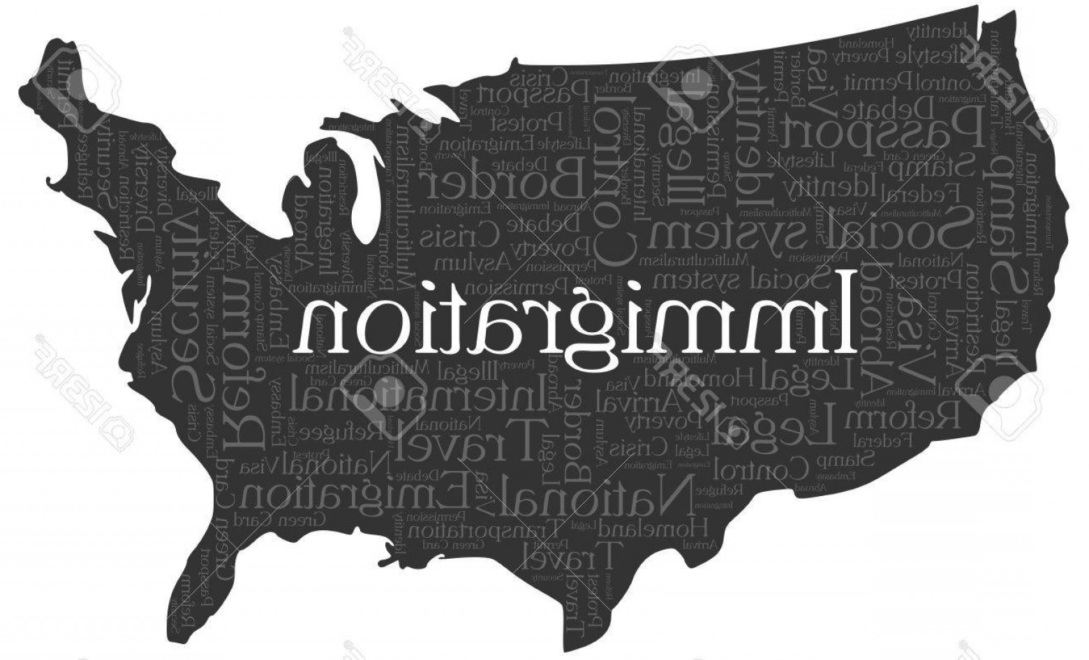 1560x946 Photostock Vector Immigration Word Cloud Concept In A Shape Of