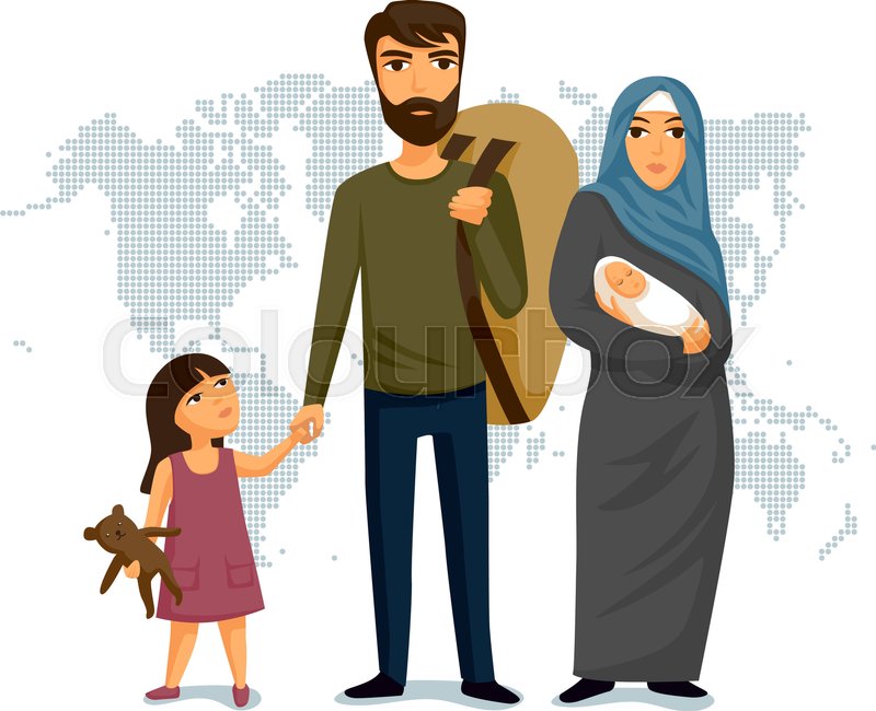 800x650 Refugees Infographic. Social Assistance For Refugees. Arab Family