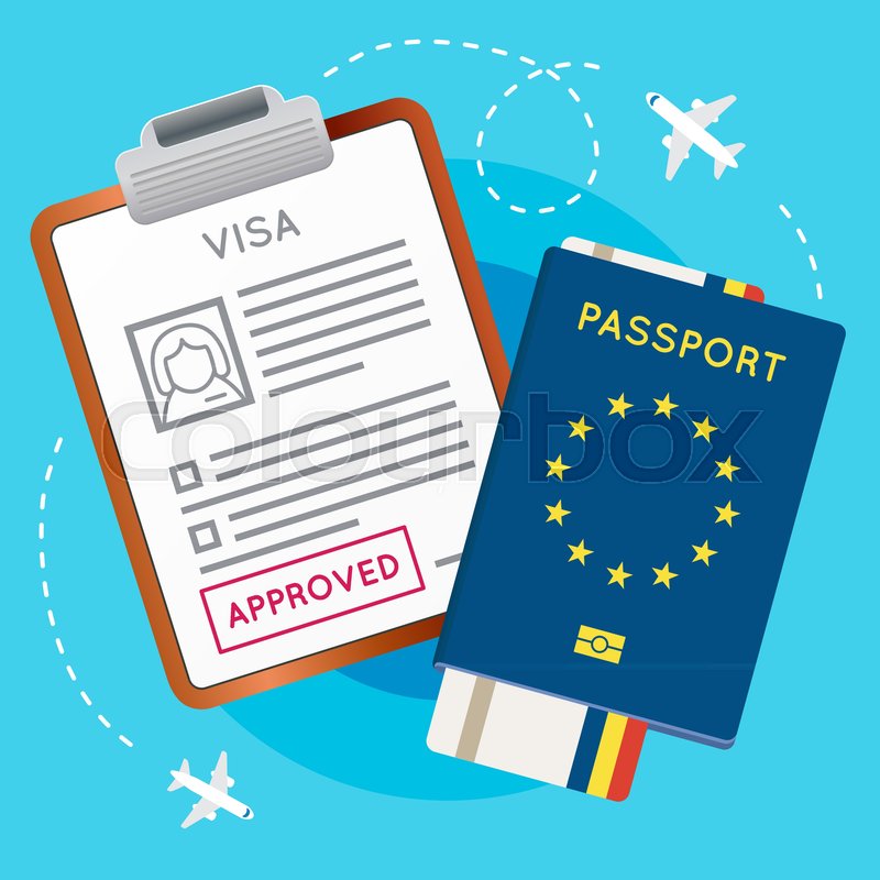 800x800 Eurozone Europe Visa Approved Stamp On Document. Passport With