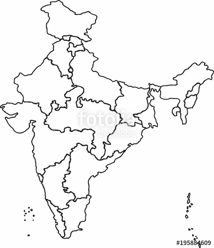 431x500 Freehand Sketch Outline India Map, Vector Illustration. Stock