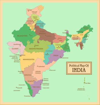 350x368 India Political Map Free Vector Download (3,380 Free Vector) For