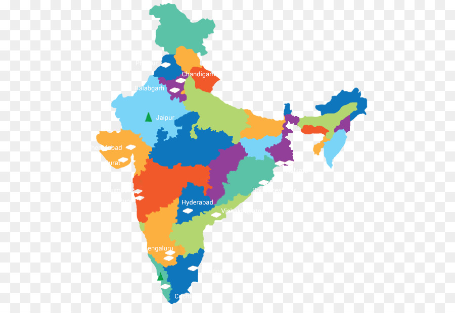900x620 States And Territories Of India Vector Map