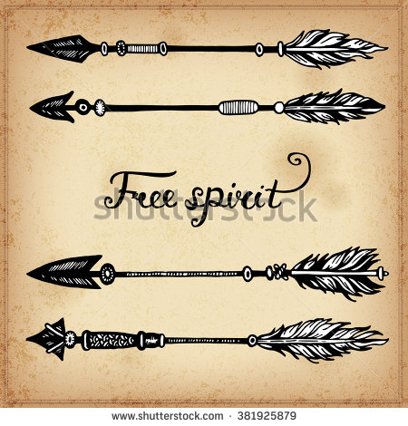 450x470 Tribal Indian Arrow Set Ethnic Hand Drawn Vector Illustration