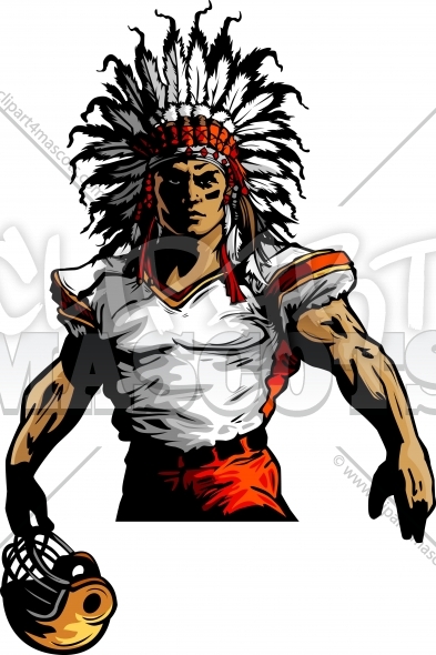 393x590 Indian Chief Football Mascot Graphic Vector Cartoon