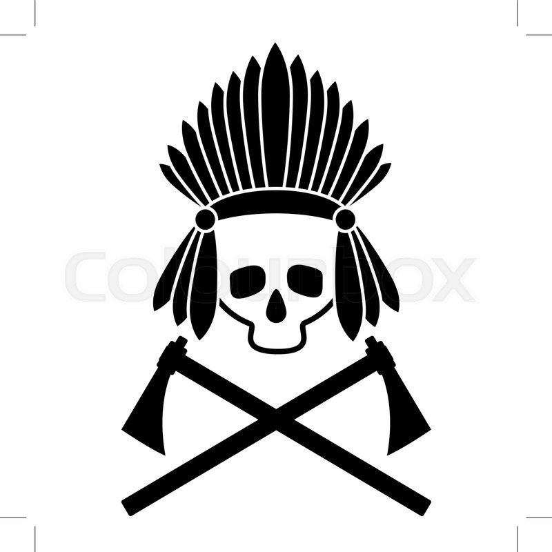 800x800 Skull Indian Chief. Black And White Picture. Icon. Vector