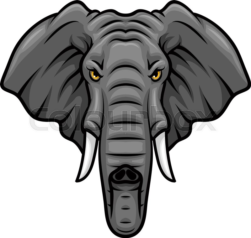 800x760 Elephant Vector Mascot Icon. Head Of African Or Indian Elephant Or