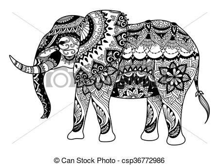 450x338 Mandala Elephant. Zendoodle Design Of Elephant For Design Element