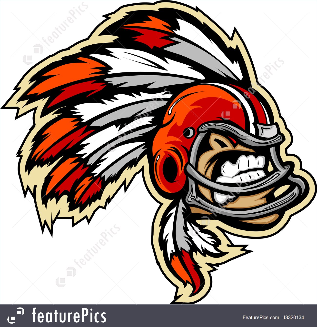 1300x1341 Indian Chief Football Mascot Wearing Helmet With Feathers Vector