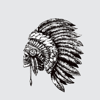 400x400 Indian Chief. Skull With Feathers. Vector Illustration, Eps 10
