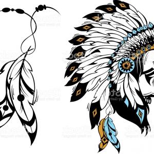 300x300 Stock Illustration Man Native American Indian Chief Black Roach