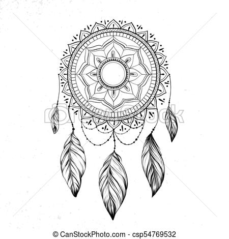 450x470 Dreamcatcher With Feathers And Branches. Sweet Dream. Native