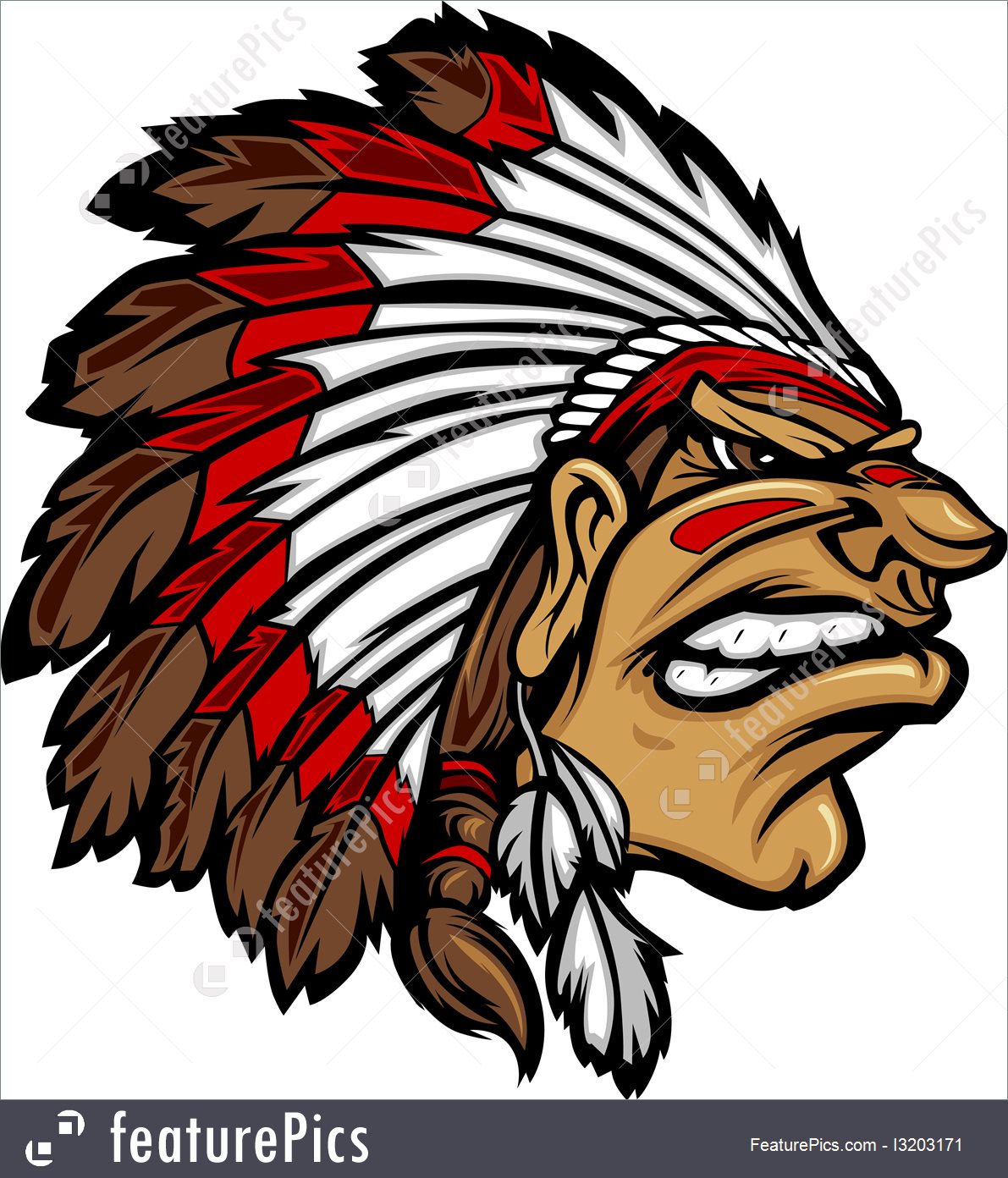 1191x1392 Indian Chief Mascot Head Cartoon Vector Graphic