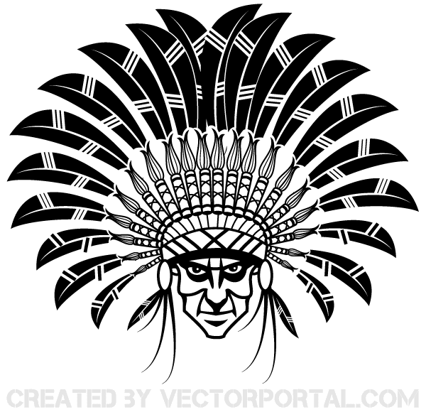 600x580 Indian Chief Wearing A Headdress Vector Art 123freevectors