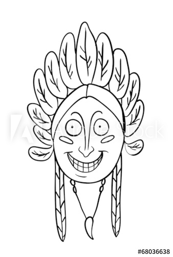 338x500 Native Indian Head, Vector Illustration