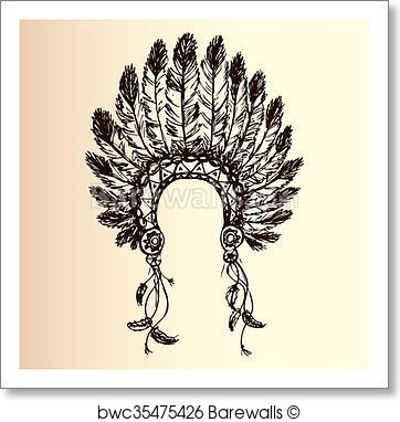 362x382 Art Print Of Native American Indian Chief Headdress Barewalls