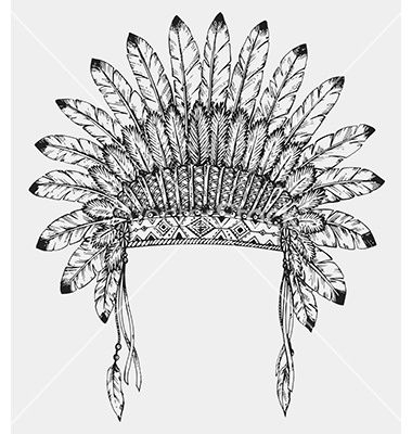 380x400 Native American Indian Headdress With Feathers In Vector