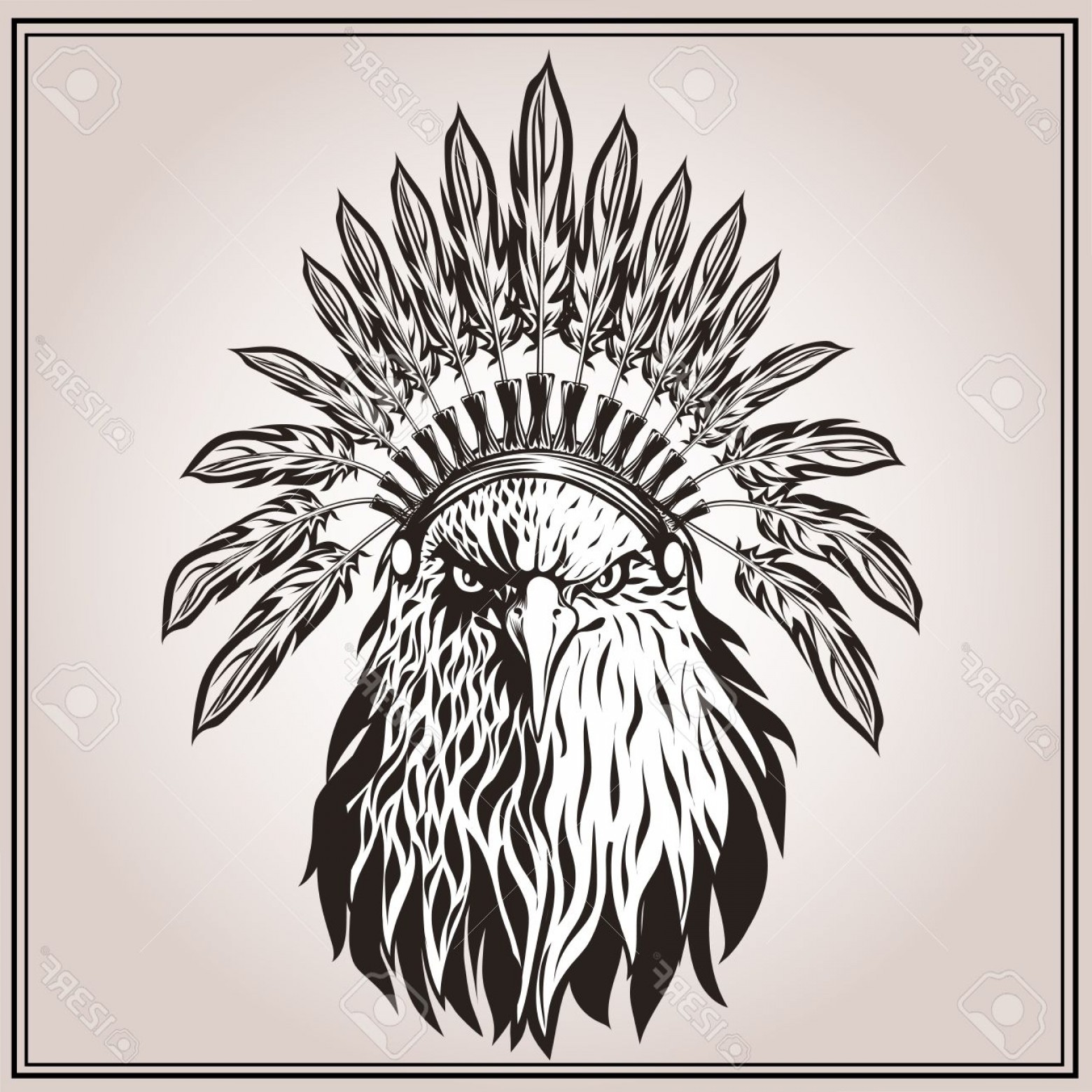 1560x1560 Photostock Vector American Eagle In Ethnic Indian Headdress With