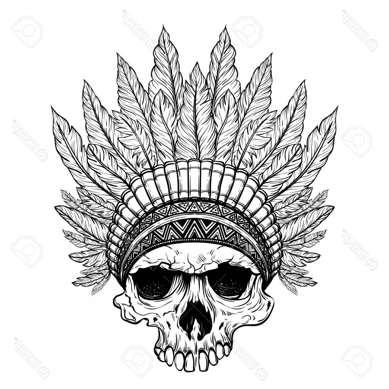 1560x1560 Photostock Vector Hand Drawn Native American Indian Headdress With