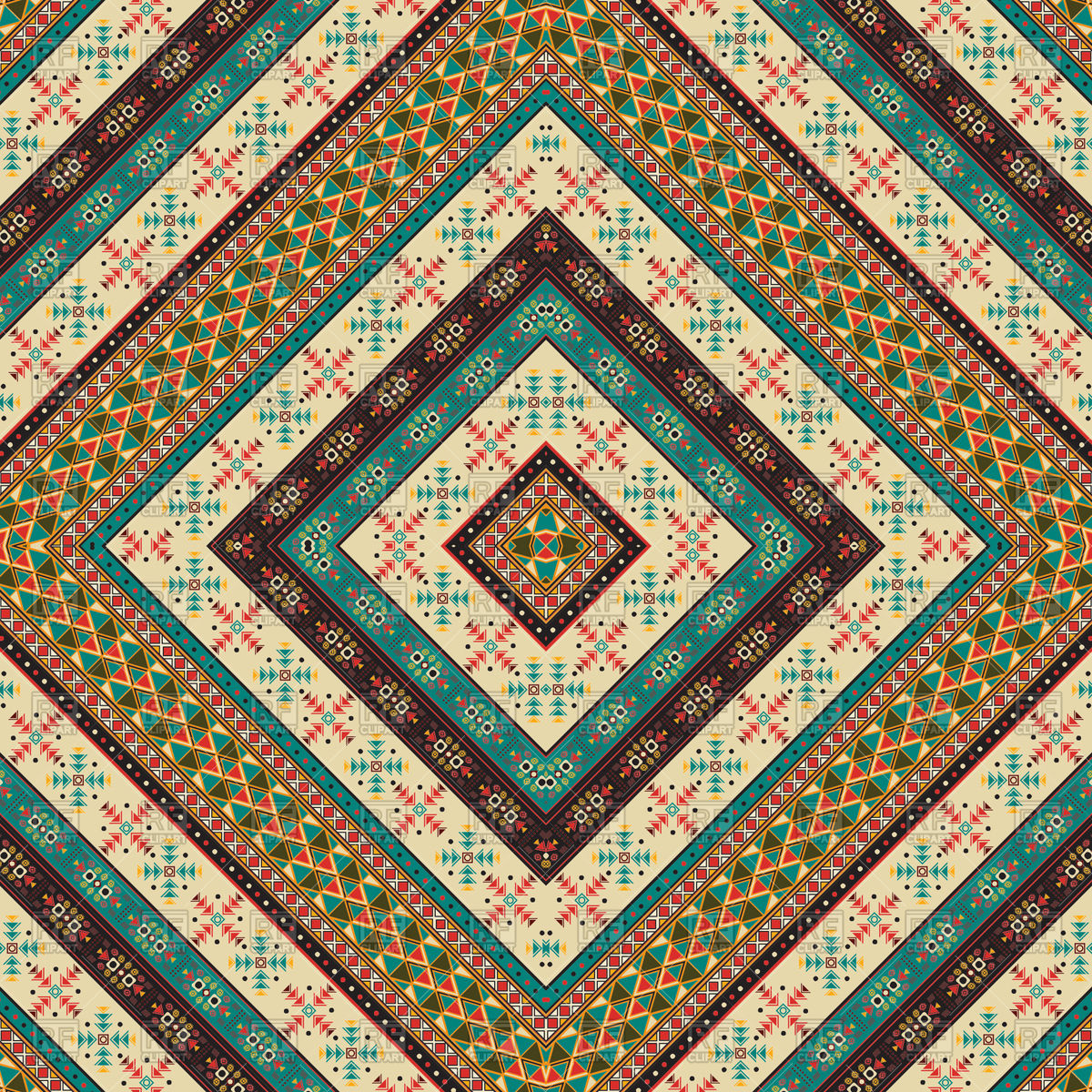 1200x1200 Tribal Multicolor Seamless Pattern With Indian Pattern Vector
