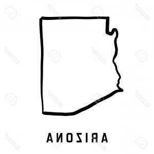 300x300 Photostock Vector Arizona State Map Outline Smooth Simplified Us