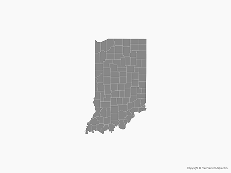 460x345 Vector Map Of Indiana With Counties