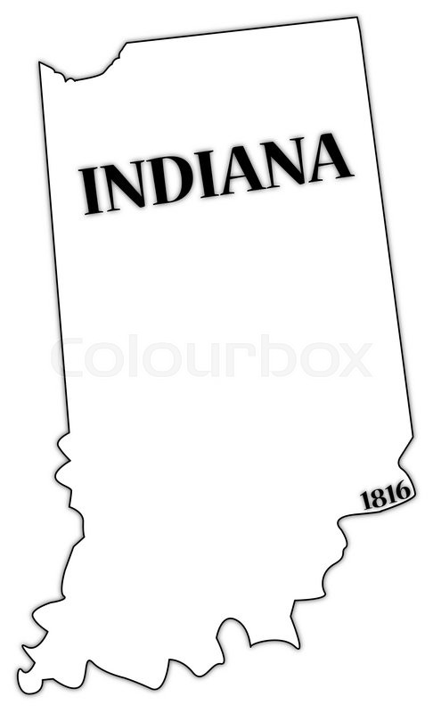 486x800 An Indiana State Outline With The Date Of Statehood Isolated On A