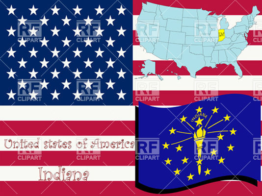 534x400 Indiana State Map And Flag Vector Image Vector Artwork Of Signs
