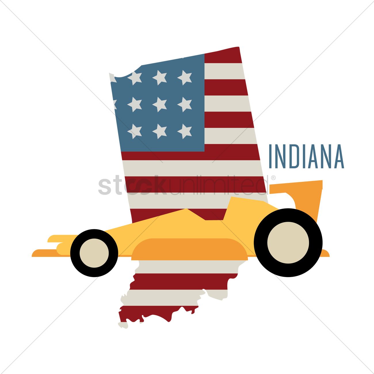1300x1300 Indiana State Map With Race Car Vector Image
