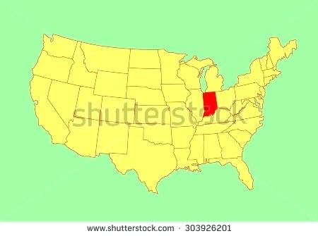450x335 State Vector Map Isolated On United States Editable Blank Indiana