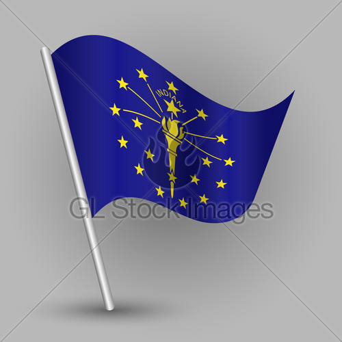 500x500 Vector Waving Simple Triangle American State Flag On Slan... Gl