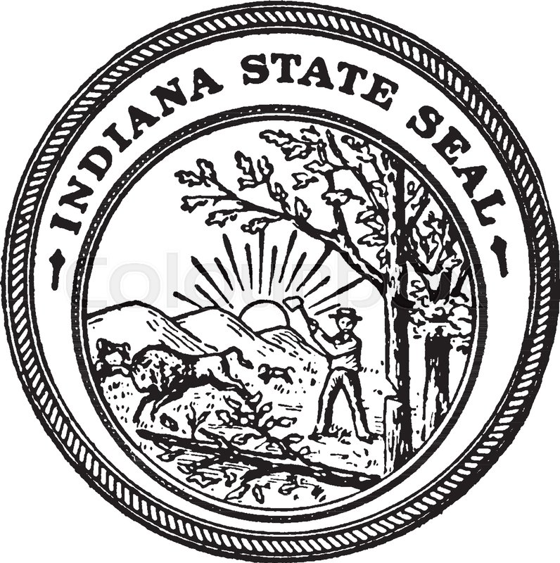 796x800 The Seal Of The State Of Indiana, This Cirle Shape Seal Has