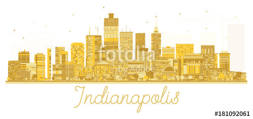 500x235 Indianapolis Usa City Skyline Golden Silhouette. Stock Image And