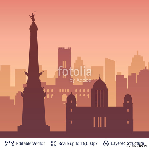 500x500 Indianapolis Famous City Scape. Stock Image And Royalty Free