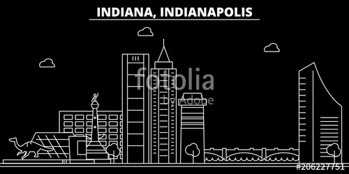 500x250 Indianapolis Silhouette Skyline. Usa
