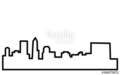 500x313 Indianapolis Skyline Silhouette Outline On White Background Stock