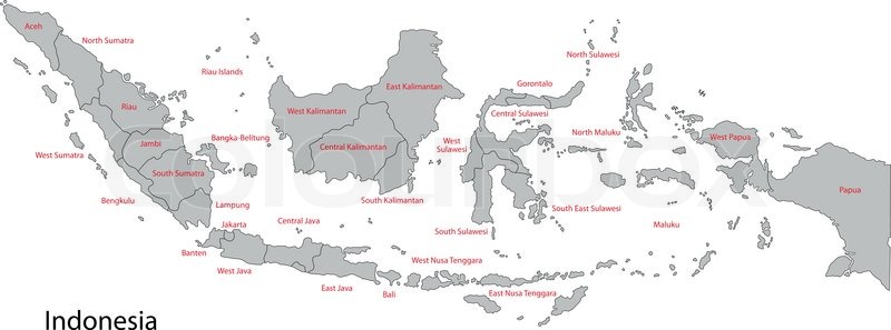 800x297 Map Of Administrative Divisions Of Indonesia Stock Vector