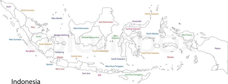 800x297 Outline Indonesia Map Stock Vector Colourbox