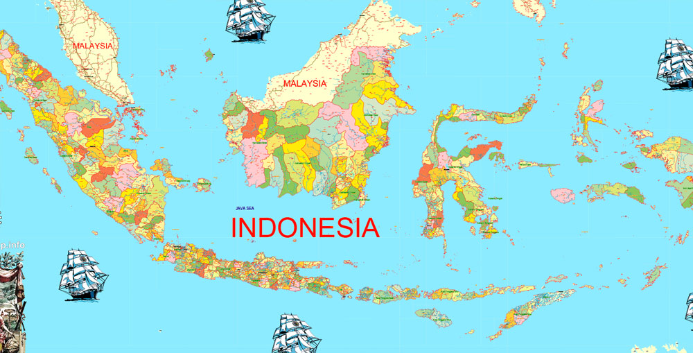 1000x509 Indonesia Map Printable Admin 01 Exact Vector Map Full Editable