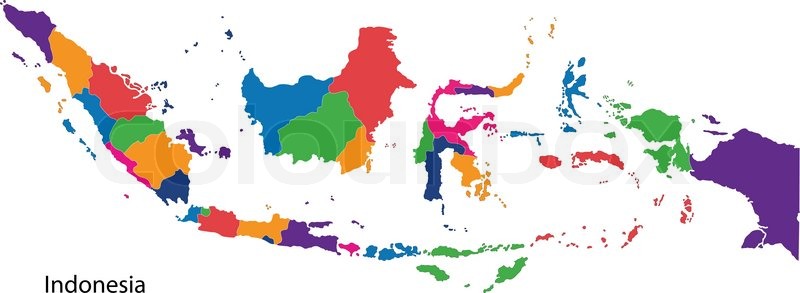 800x293 Map Of Administrative Divisions Of Indonesia Stock Vector