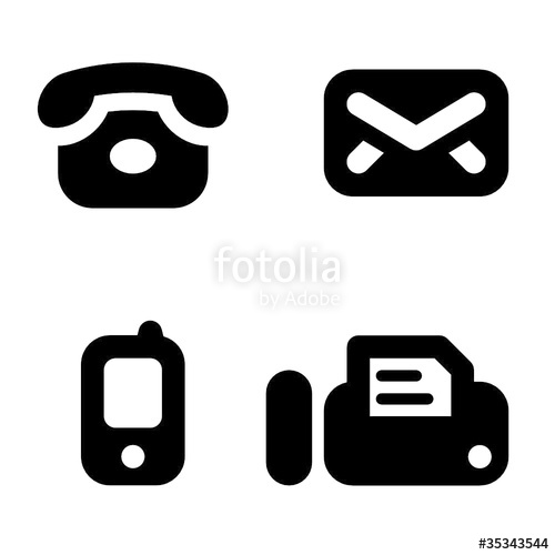 500x500 Contact Information Icons Phone, Mail, Mobile And Fax Stock