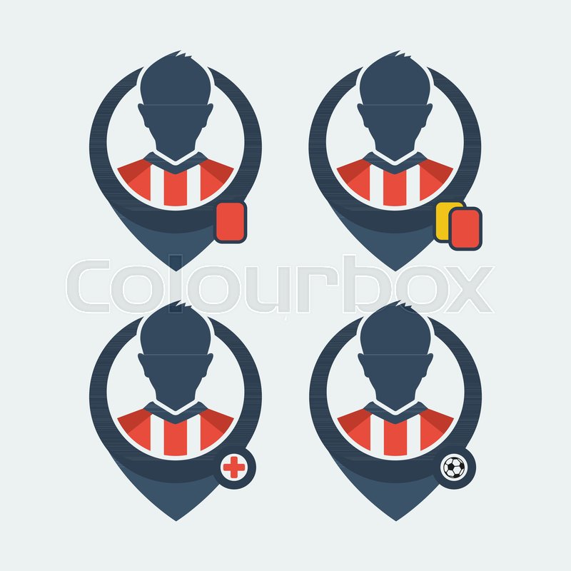800x800 Soccer Player Icons. Yellow And Red Cards, Goal, Injury Stock