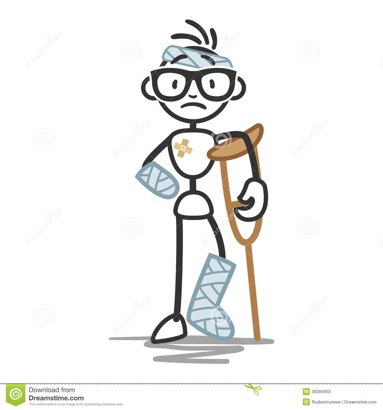 1300x1390 Stick Figure Stick Man Injury Bandages Vector Illustration Injured