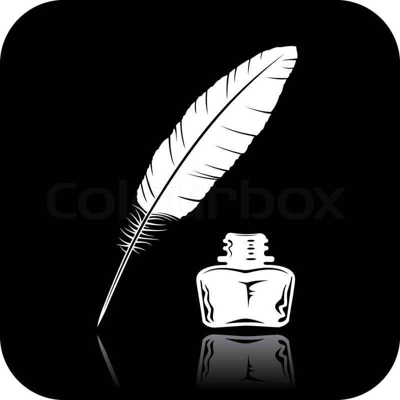 800x800 Vector Feather And Ink Bottle Icon Stock Vector Colourbox