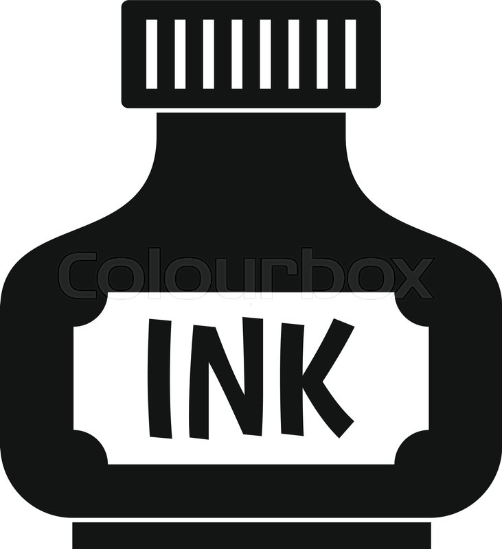 731x800 Black Ink Bottle Icon In Simple Style Isolated Vector Illustration