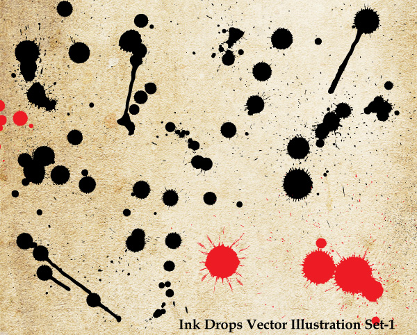 600x482 Ink Drops Vector Illustration Set 1 Vector Amp Photoshop Brushes