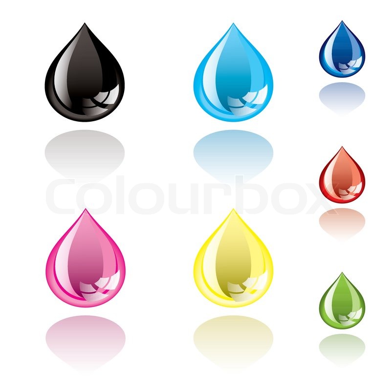 800x800 Collection Of Ink Droplets With Drop Shadow And Light Reflection