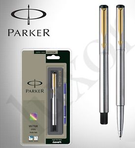 274x300 Genuine Parker Vector Stainless Steel Gt Gold Trim Roller Ball